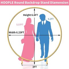 Round Backdrop Stand 6.6 FT – Gold Circle Balloon Arch Frame, Wedding Arch Frame