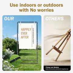 Wedding Welcome Sign Stand, Adjustable Linen Welcome to Our Wedding Sign Hold…