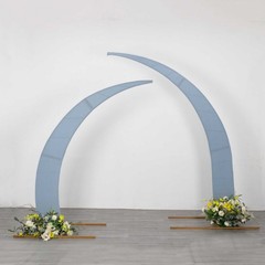 2 DUSTY BLUE Fitted Spandex Half Crescent Moon Arch BACKDROP STAND Events