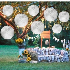 12 Pcs 12 Inch Moon Space Galaxy Paper Lanterns LED