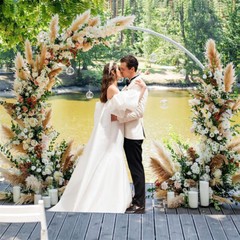 Rust-proof Round Wedding Arch Metal Hoops Backdrop Stand Gorgeous Garden Arbor