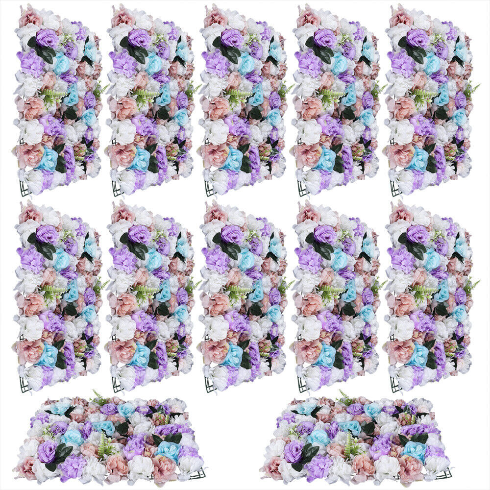 12 Pcs Artificial Flower Grid Panels DIY Flowers Wall Frames Plastic Flower Wall
