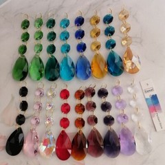 12pcs 38mm Mesh Drop Crystal Prisms Pendants Octagonal Bead Gold Ring SunCatcher