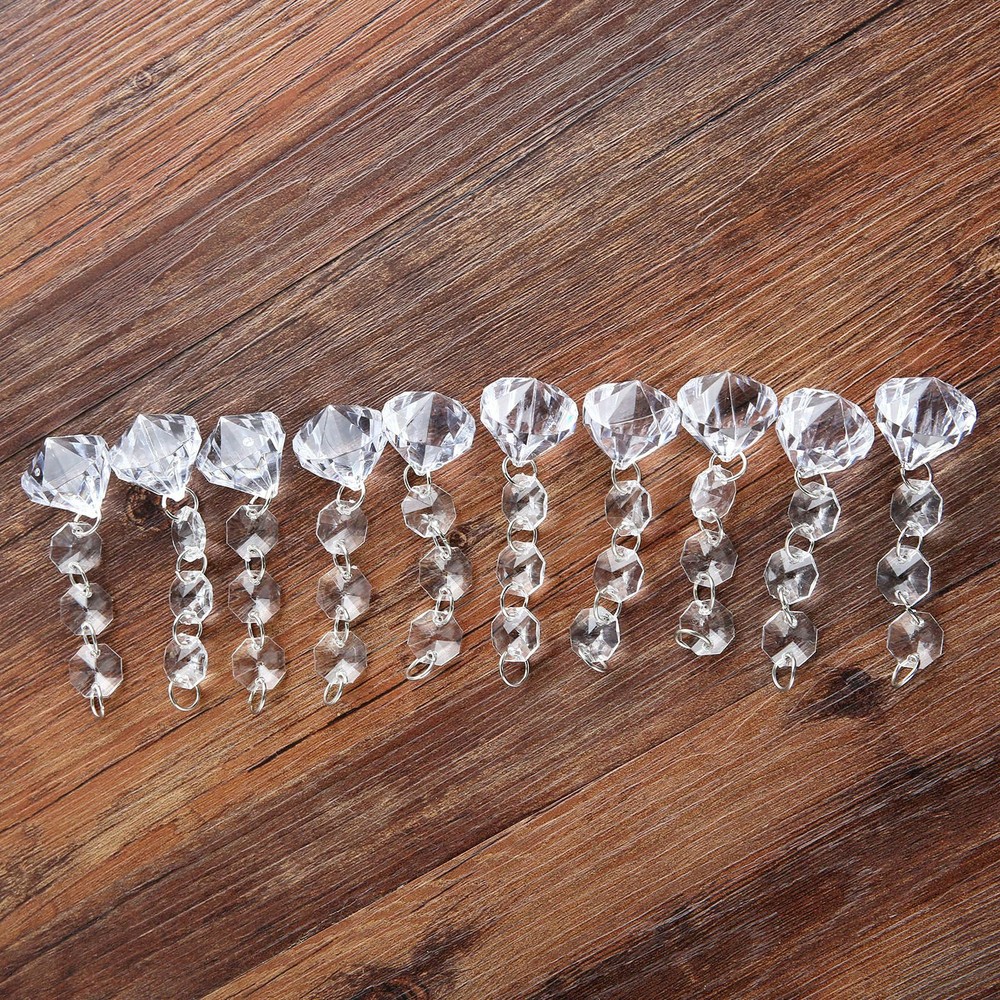 Acrylic Crystal Octagonal Bead Pendant Wedding Party Hanging Décor 1/5/10pcs D28