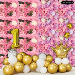 12pcs Artificial Silk Rose Flowers 3D Backdrop Wall for Wedding Party Decoration