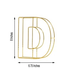 GOLD 8″ tall 3D Metal Wire Letter D Party Wedding Reception Backdrop Supplies
