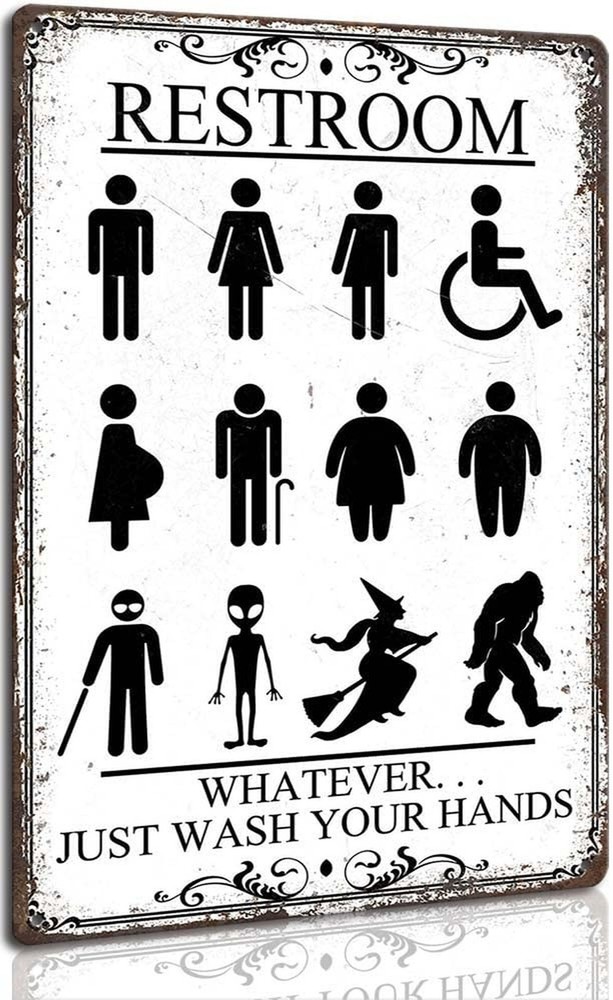 Funny Restroom Sign Vintage Metal Aluminum Signs All Genders Witches and Alie…