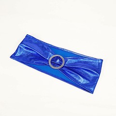 10 Royal Blue Metallic Spandex Chair Sashes Silver Buckles Wedding Decorations