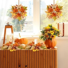 6 Pcs Fall Floral Candle Rings Wreath Mini Autumn Swags Wreaths with Berries …