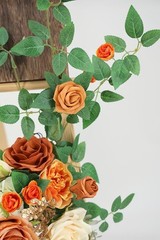 2Pc Burnt Orange Wedding Welcome Sign Floral Swag Garland Flowers