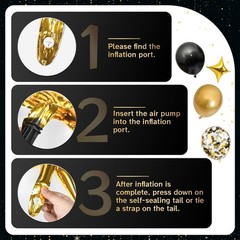 Black and Gold Balloon Arch Kit 117 PCS, Gold and Black Party Decorations, 20…