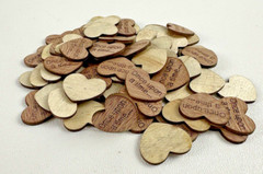 Wooden Heart Wedding Confetti 1″ Happily Ever After and Once Upon a Time Qty 277