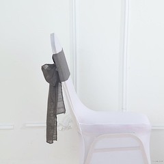 5 CHARCOAL GRAY CHAIR SASHES Premium Polyester Faux Burlap Wedding Decorations
