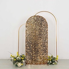 6 ft GOLD Big Payette Sequin Fitted Round Top Wedding Arch STAND COVER Party