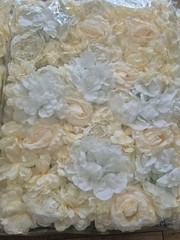 5PCS Artificial Flower Wall Panels Wedding Backdrop 24×16 (Each) Yellow & White