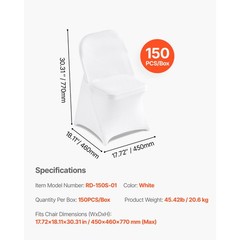 Uimoso 150PCS White Spandex Chair Covers for Weddings, Parties,and Dining Events