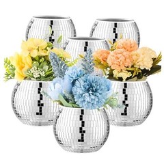 6 Pcs Disco Ball Vase Disco Ball Planter for Centerpieces Disco Glass 3″ X 4″