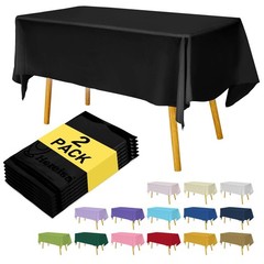 Black Plastic Tablecloths 2 Pack Disposable 54 x 108 Inch PEVA Opaque Rectang…