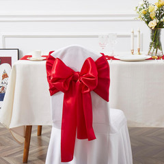 10 Pcs Red Satin Chair Sashes Bows Universal Chair Cover for Wedding Reception