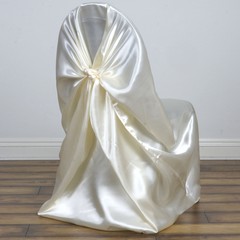 6 Ivory SATIN UNIVERSAL CHAIR COVER for Wedding Banquet Reception Decorations
