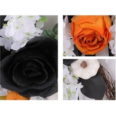 Fabric Plastic Rattan Pumpkin Floral Hanging Ornament for Seasonal Decor