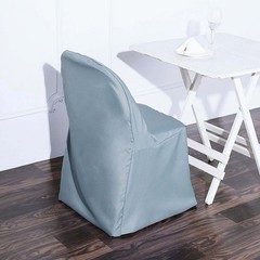 100 Dusty Blue POLYESTER Folding Flat CHAIR COVERS Event Banquet Party