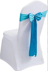 Pack of 100 Spandex Chair Bands Blue Satin Bow Sashes Wedding Event NIB