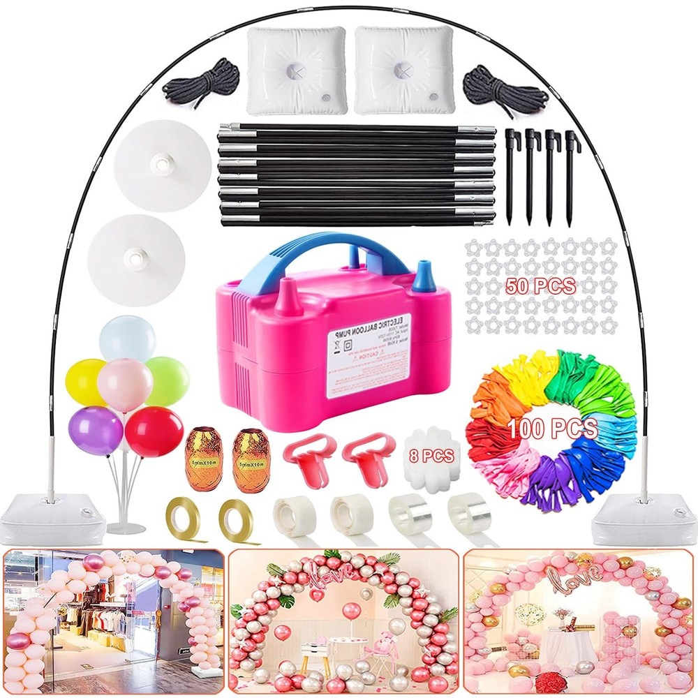 Balloon Arch Kit with Balloon Pump, 9Ft Tall & 10Ft Wide Adjustable Balloon A…