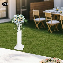 Roman Column 4 Piece Set White, Wedding Decorative Pillars Adjustable Height