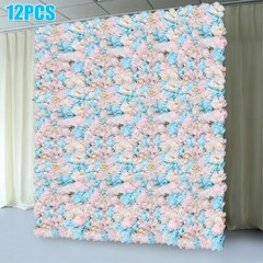 12PCS Artificial Flower Wall Panel White Hydrangea Rose Wedding Backdrop Decor