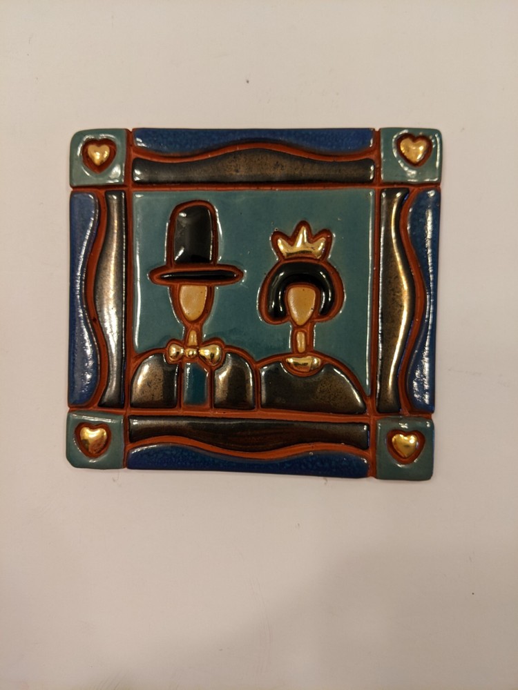 “Wedding Day” #62011 Bride & Groom Red Ware Wall Plaque
