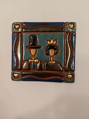 “Wedding Day” #62011 Bride & Groom Red Ware Wall Plaque