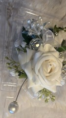 Blue New boutonnière Prom Flower Homemade Diamonds Real Like White Roses