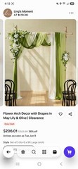 Ling’s Moment Floral Flower Arch Wedding Decor w/ Drapes, Green/White Set of 5