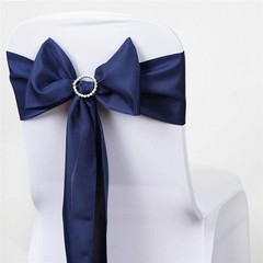 10 Navy Blue Polyester CHAIR SASHES Ties Bows Wedding Party Ceremony Decorations