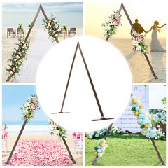 Wooden Triangle Wedding Arch 8.2ft Rustic Backdrop Stand With Grass Nails Decor