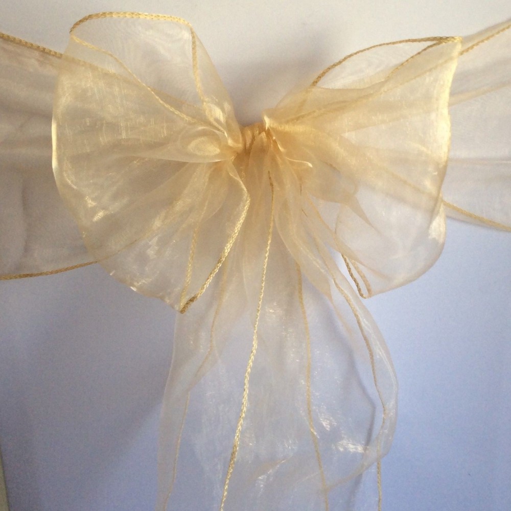 Champagne organza chair sashes chair ties bows Chair ribbon wedding decoration