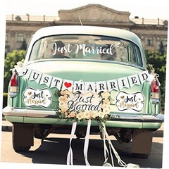 4 Sets Just Married Car Decorations Ornate Magnets 12 x 7.5, Wedding Day Car