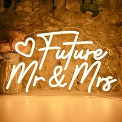 Neon Sign LED Wedding Decor Mr Mrs Wall Hanging Light USB Powered Warm White