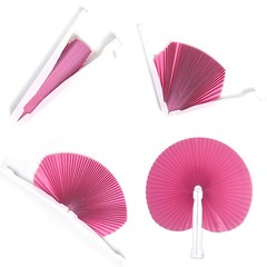 20 Pieces Decorative Paper Folding Hand Fans Handheld,Pink Round Wedding Fold…