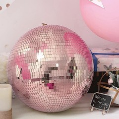 2 Rose Gold 10″ wide Glass Mirror Balls Ornaments Party Wedding Home Decorations