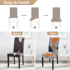 SearchI 4 Pack Super Fit Stretch Removable Washable Short Dining Chair Covers…
