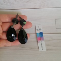 15Pcs Teardrop 38mm Black Chandelier Crystal Glass Lamp Prism Part Bronze Bowtie