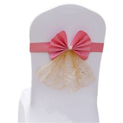 10/25/50 Elastic Plastic Bow Lace Chair Sashes Cover Wedding Banquet Party Decor