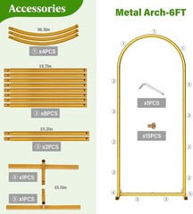 Set of 2 Gold Metal Arch Backdrop Frames – Perfect for Weddings & Celebrations