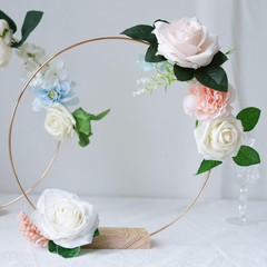 OurWarm 12Pcs 12 Inch Floral Hoop Centerpiece with Stand for Table, Metal Cen…