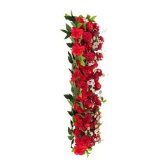 Elegant Red Floral Arrangement Row Wedding Backdrop Staircase Fence Decoration
