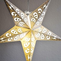 24″ Silver Wave Glitter Paper Star Lantern, Hanging