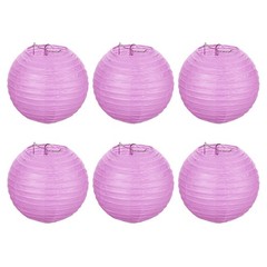 6pcs 6 Inch Folding Hanging Paper Lanterns Small Lampshade Pink