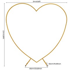 210cm Heart Shaped Gold Metal Balloon Arch Stand Frame Display Kit For Wedding